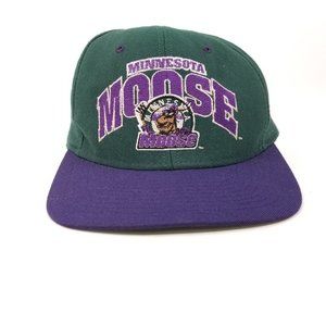 Minnesota Moose Ice Hockey Snapback Trucker Hat Cap Adj. Nutmeg Mills VTG USA